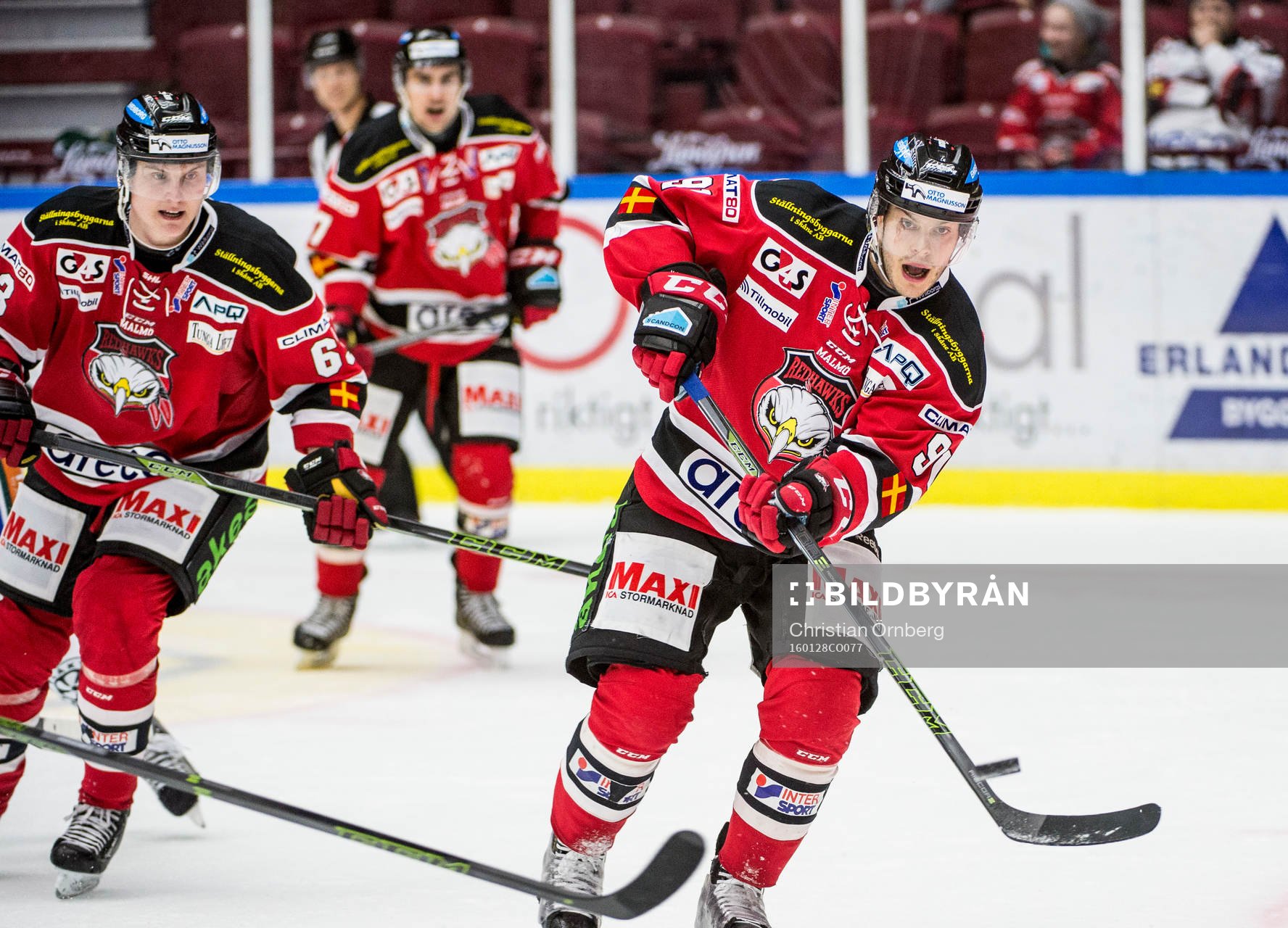 Malmö Redhawks Fredrik Händemark, Nils Andersson och