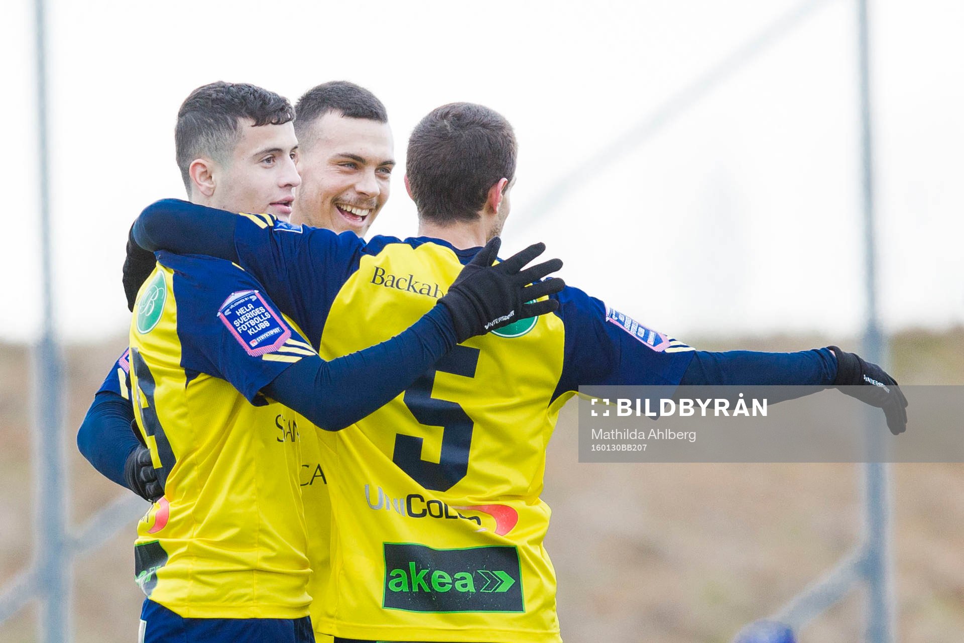 Astrit Seljmani jublar efter att ha gjort mål under fotbollsmatchen i träningsmatchen mellan Ängelholms FF och Tvååkers IF den 30 januari i Ängelholm.