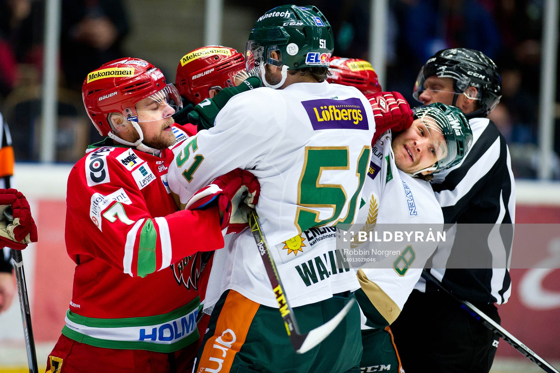 Modos Nichlas Torp, Färjestads Rickard Wallin och Johan