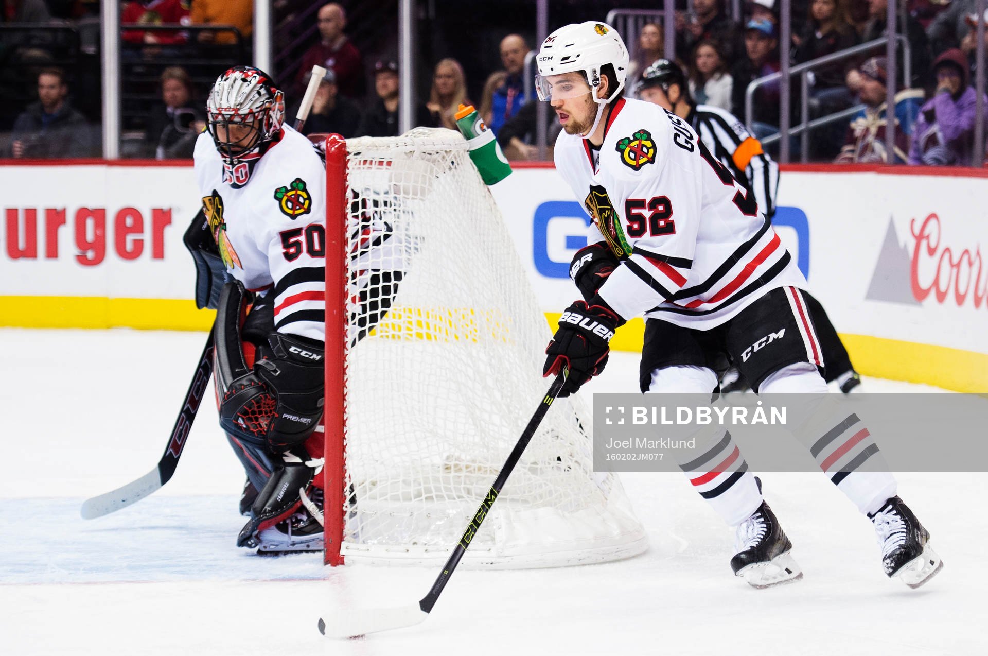 Chicagos målvakt Corey Crawford och Erik Gustafsson