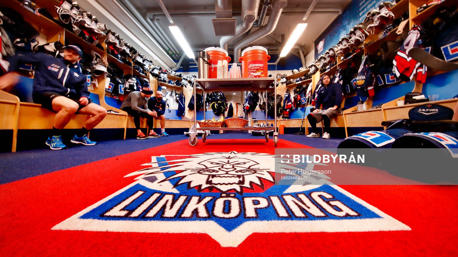 Linköpings omklädningsrum före ishockeymatchen i SHL