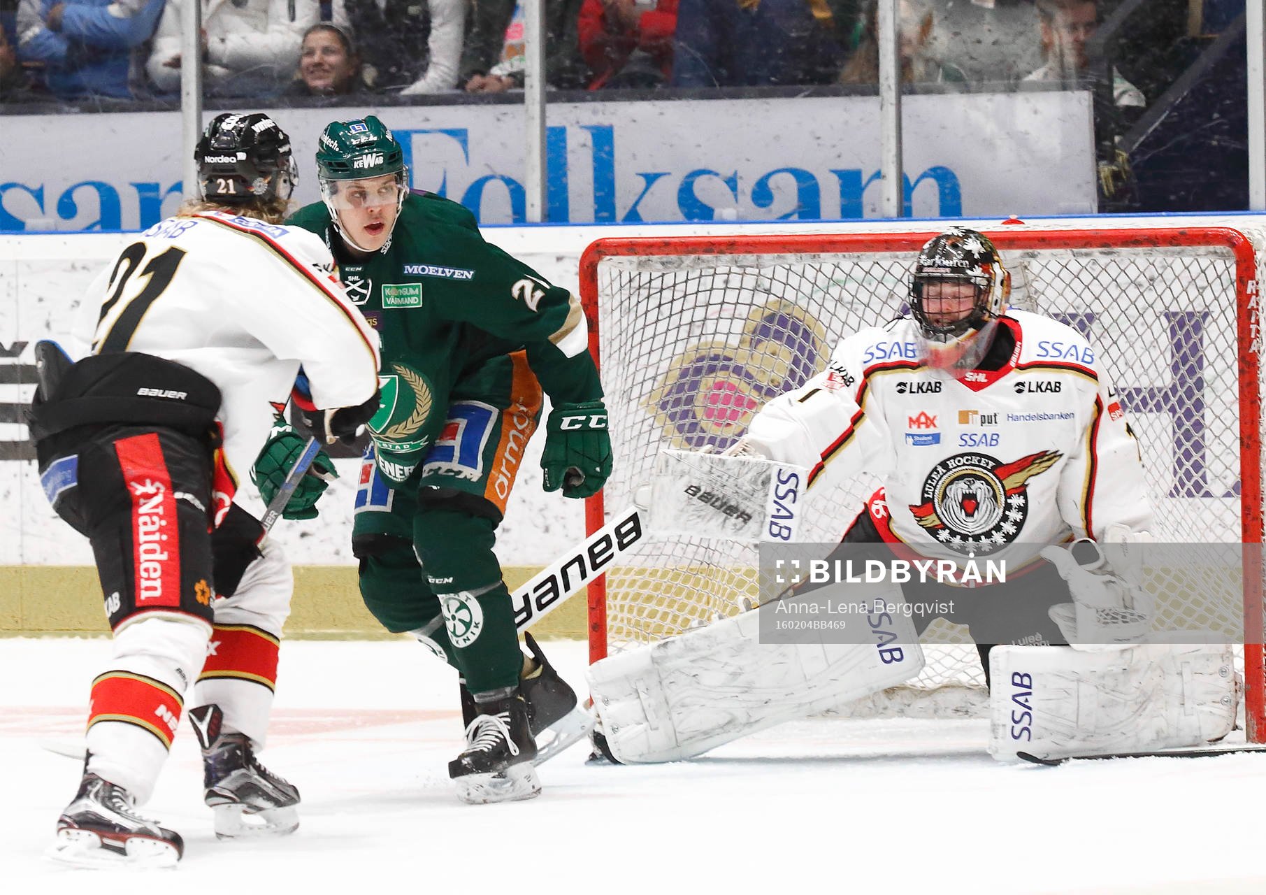 Luleås målvakt Daniel Larsson och Färjestads Joel