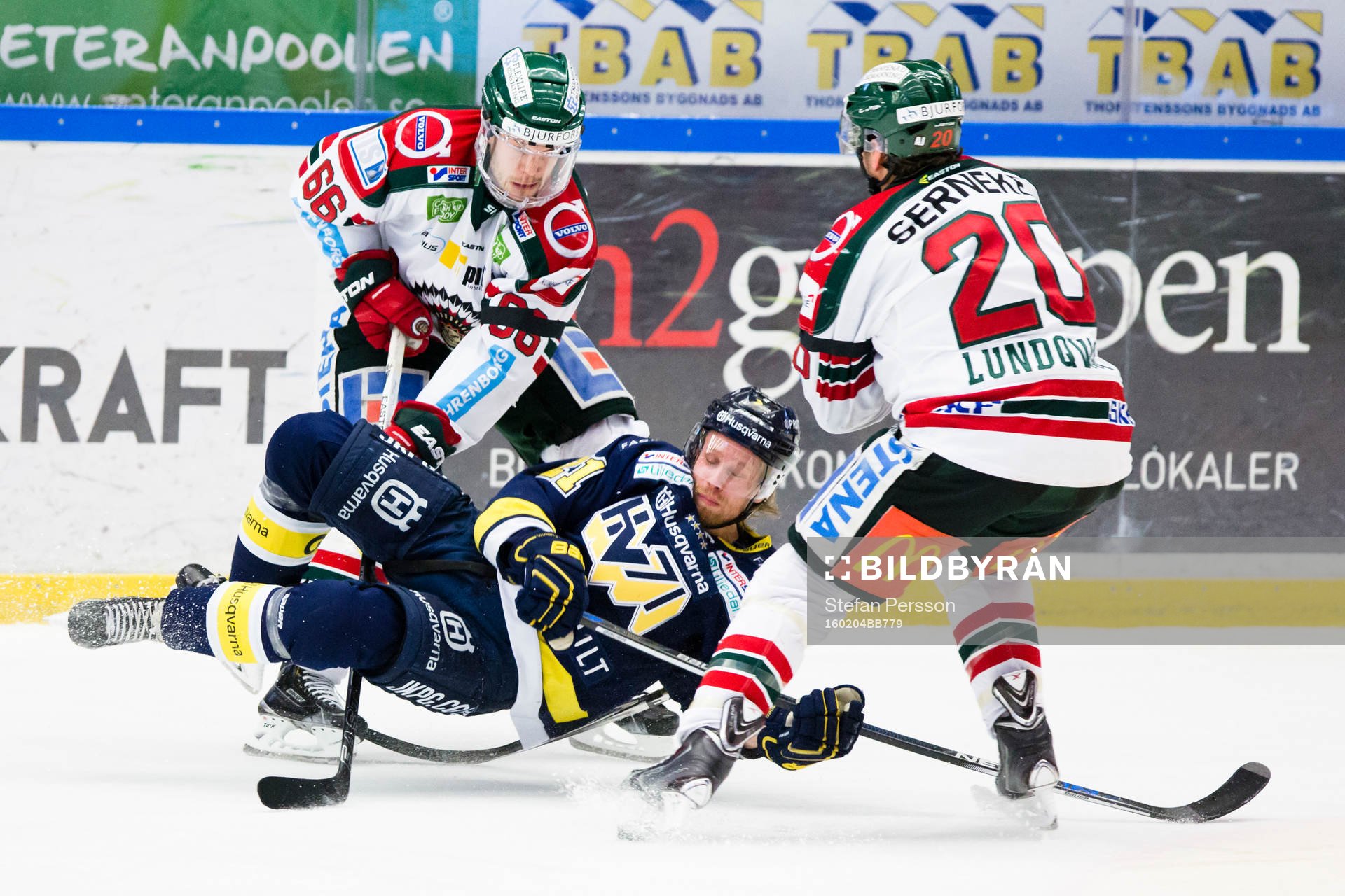 Frölundas Oscar Fantenberg och Joel Lundqvist (h)