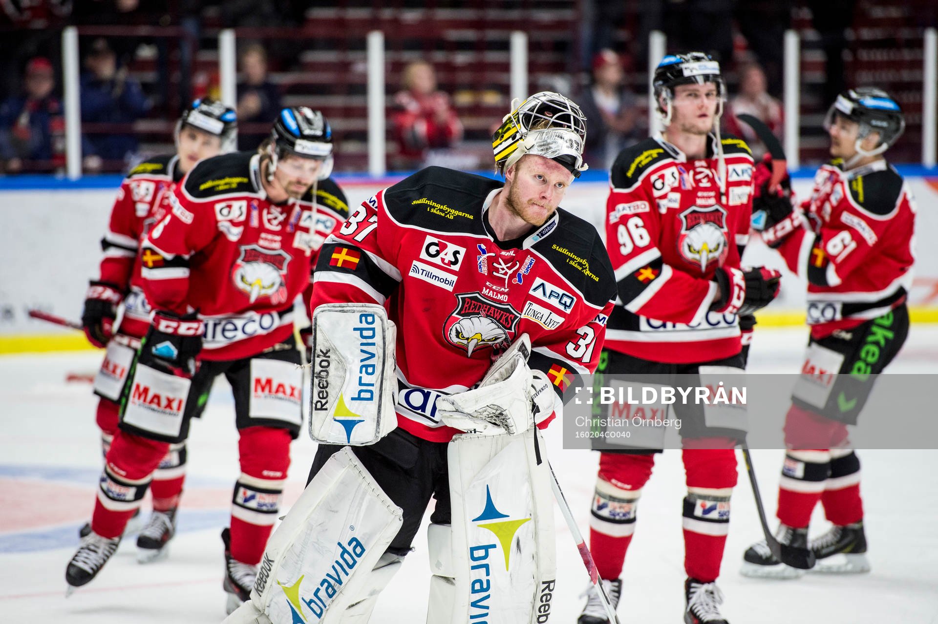 Malmö Redhawks målvakt Jonas Gunnarsson deppar