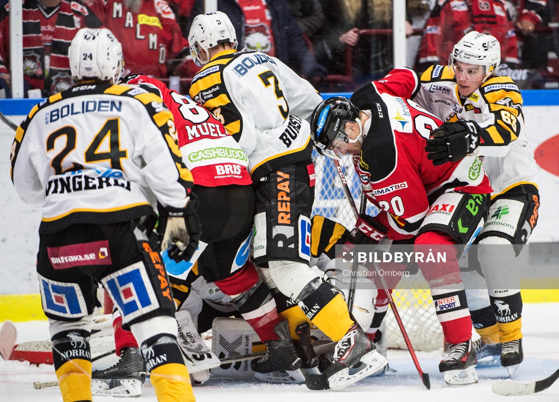 Malmö Redhawks Peter Mueller och Henrik Hetta mot Andreas