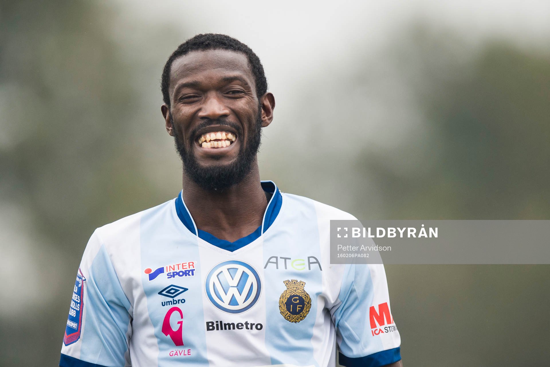 Gefles Dioh Williams under en träningsmatch i fotboll mellan Halmstad och Gefle den 6 februari 2016 i Salou.