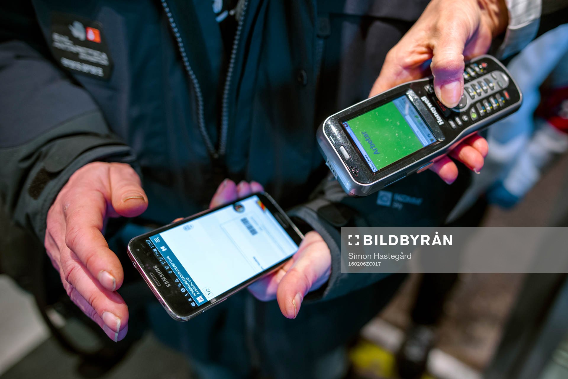 Scanning utav en biljett i en mobiltelefon före