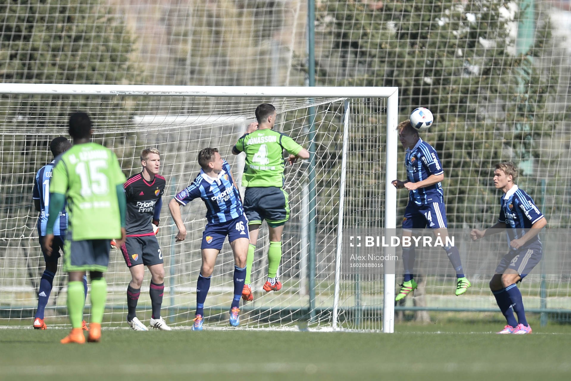 under en träningsmatch i fotboll mellan Djurgården och