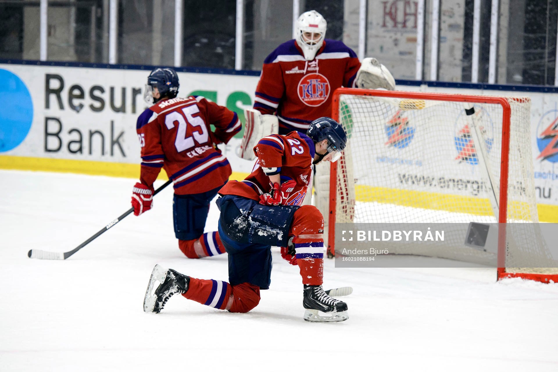 Helsingborgs Agust Carlsson, Emil Ekberg och målvakt Arvid
