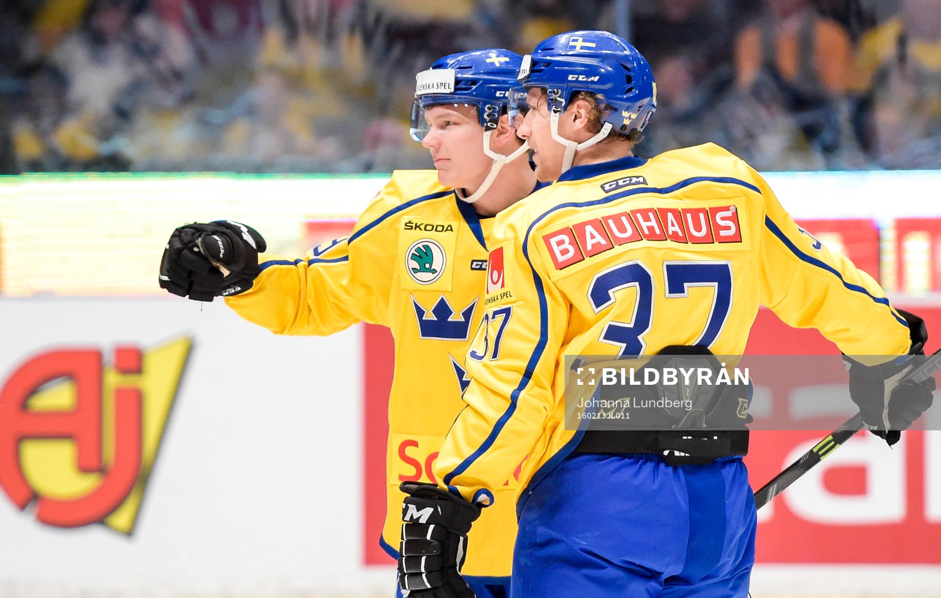 Sveriges Patrik Zackrisson och John Norman jublar