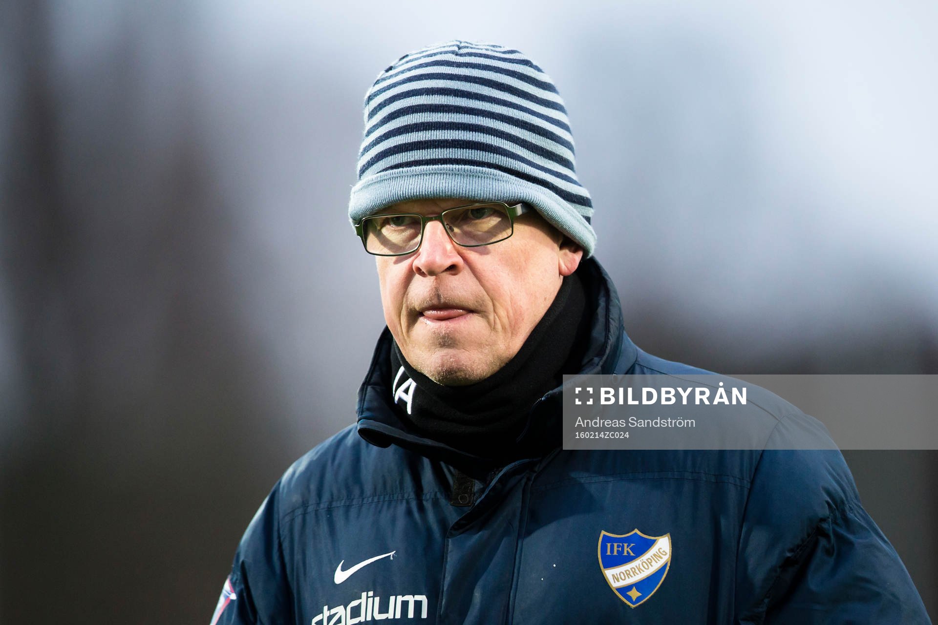 Norrköpings tränare Jan Andersson efter träningsmatchen i fotboll mellan AIK och Norrköping den 14 Februari 2016 i Stockholm. 