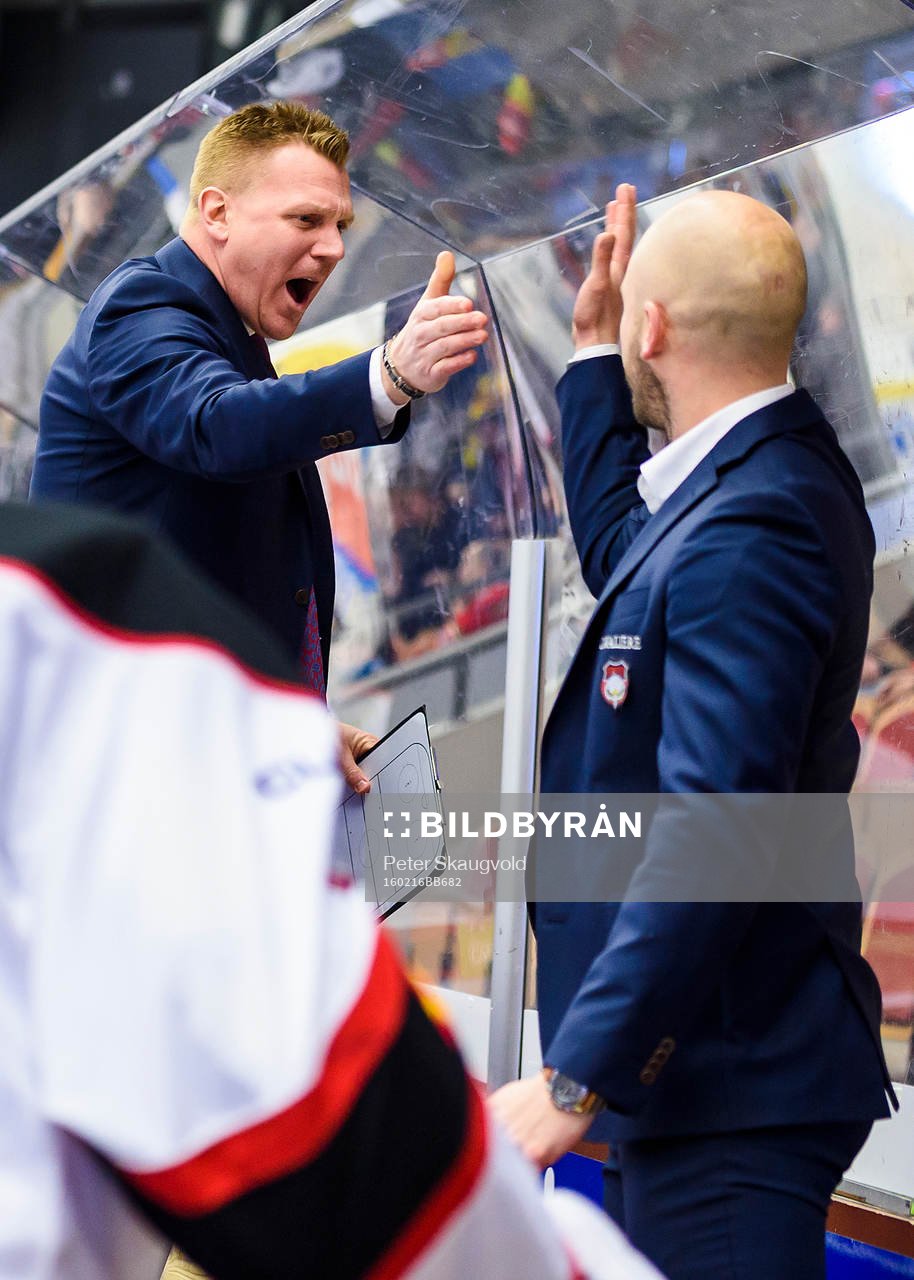 Malmö Redhawks assisterande tränare Jesper Mattsson jublar