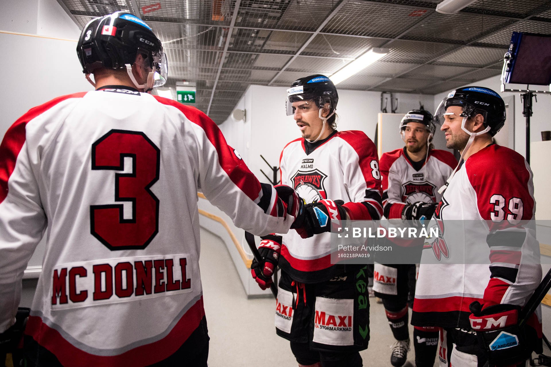 Malmö Redhawks Kent McDonell, Peter Mueller och Eric