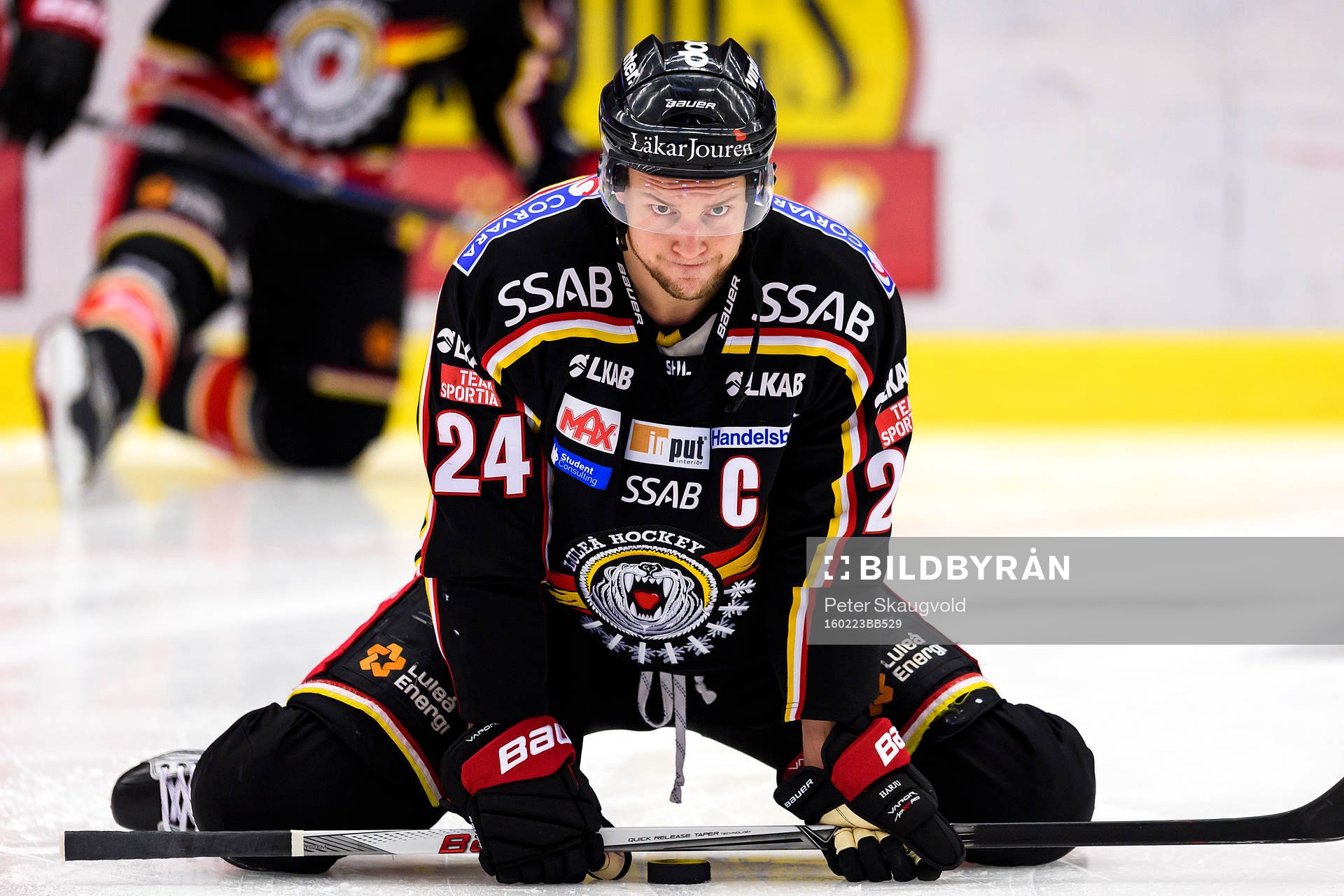 Luleås Johan Harju på uppvärmningen