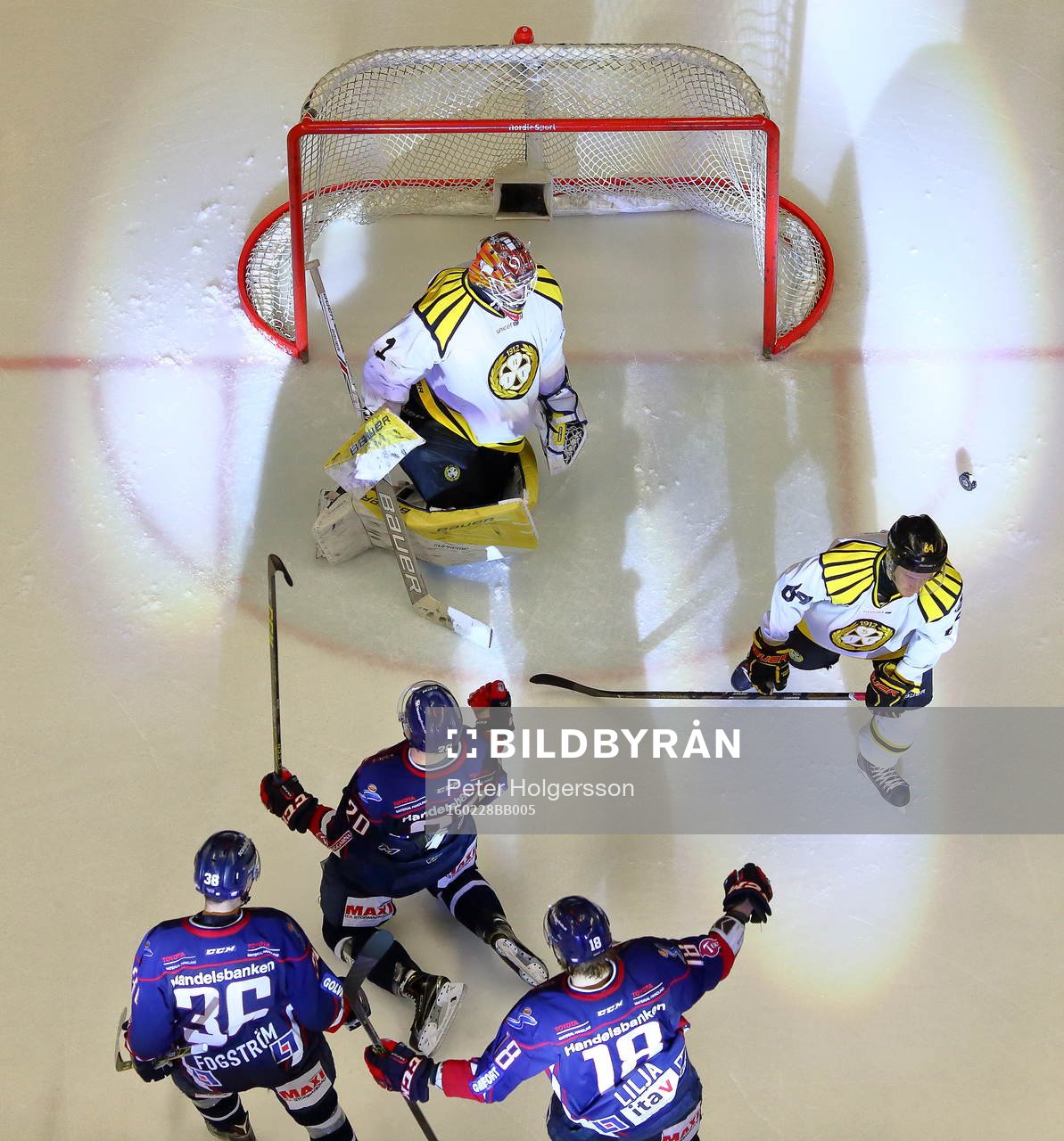 Mål 5-2 av Linköpings Nick Sörensen förbi Brynäs