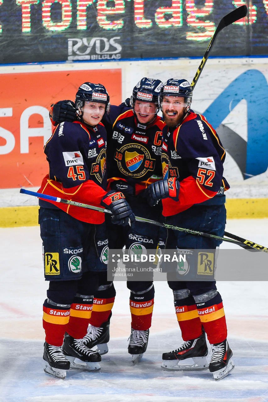 Djurgårdens Alexander Falk , Henrik Eriksson och Mikael