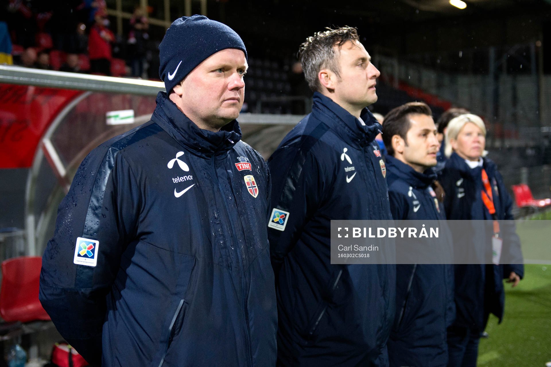 Norges förbundskapten Roger Finjord under OS-kvalmatchen i fotboll mellan Norge och Sverige den 2 mars 2016 i Rotterdam.