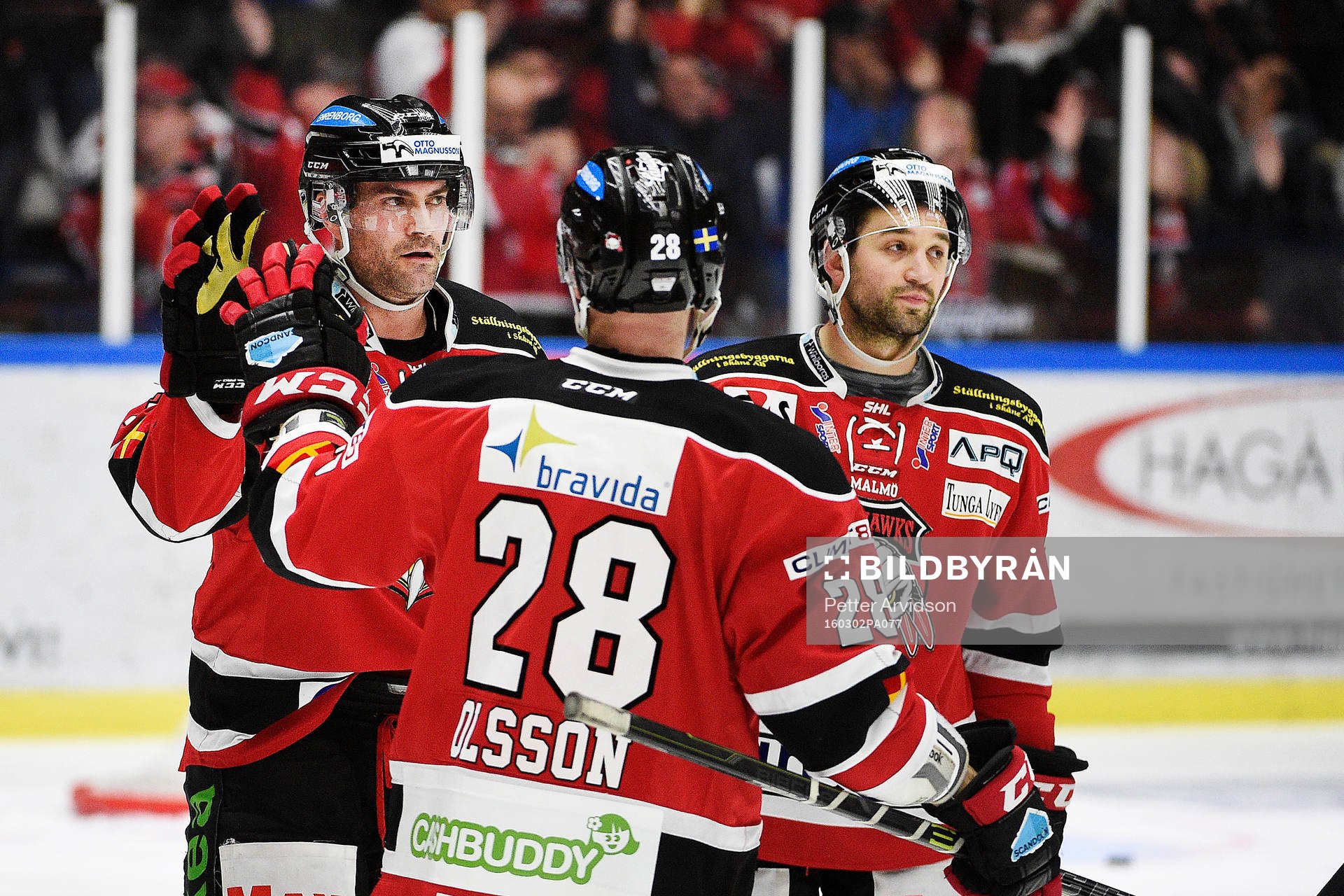 Malmö Redhawks spelare jublar