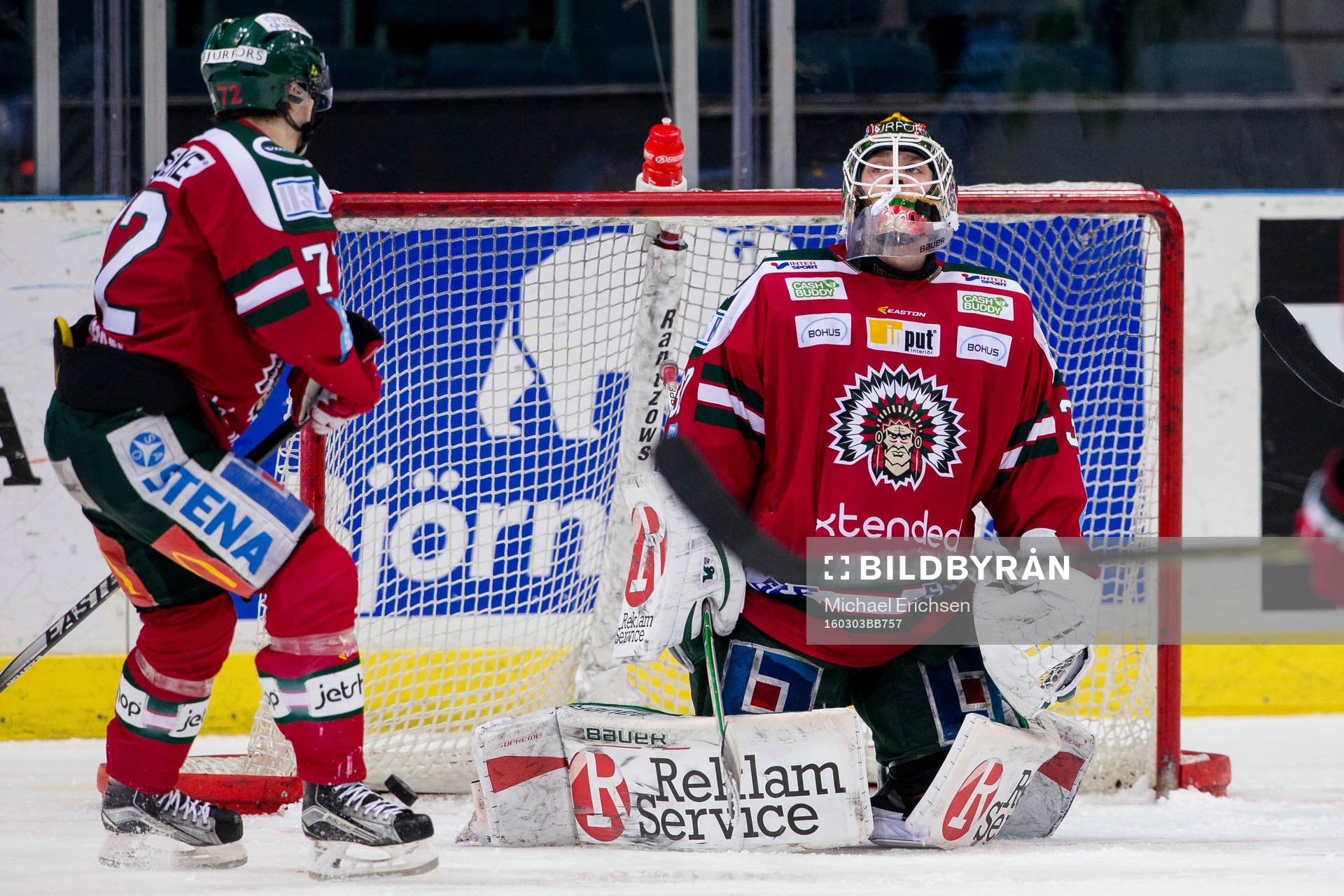 Frölundas Patrik Carlsson och målvakt Johan Gustafsson