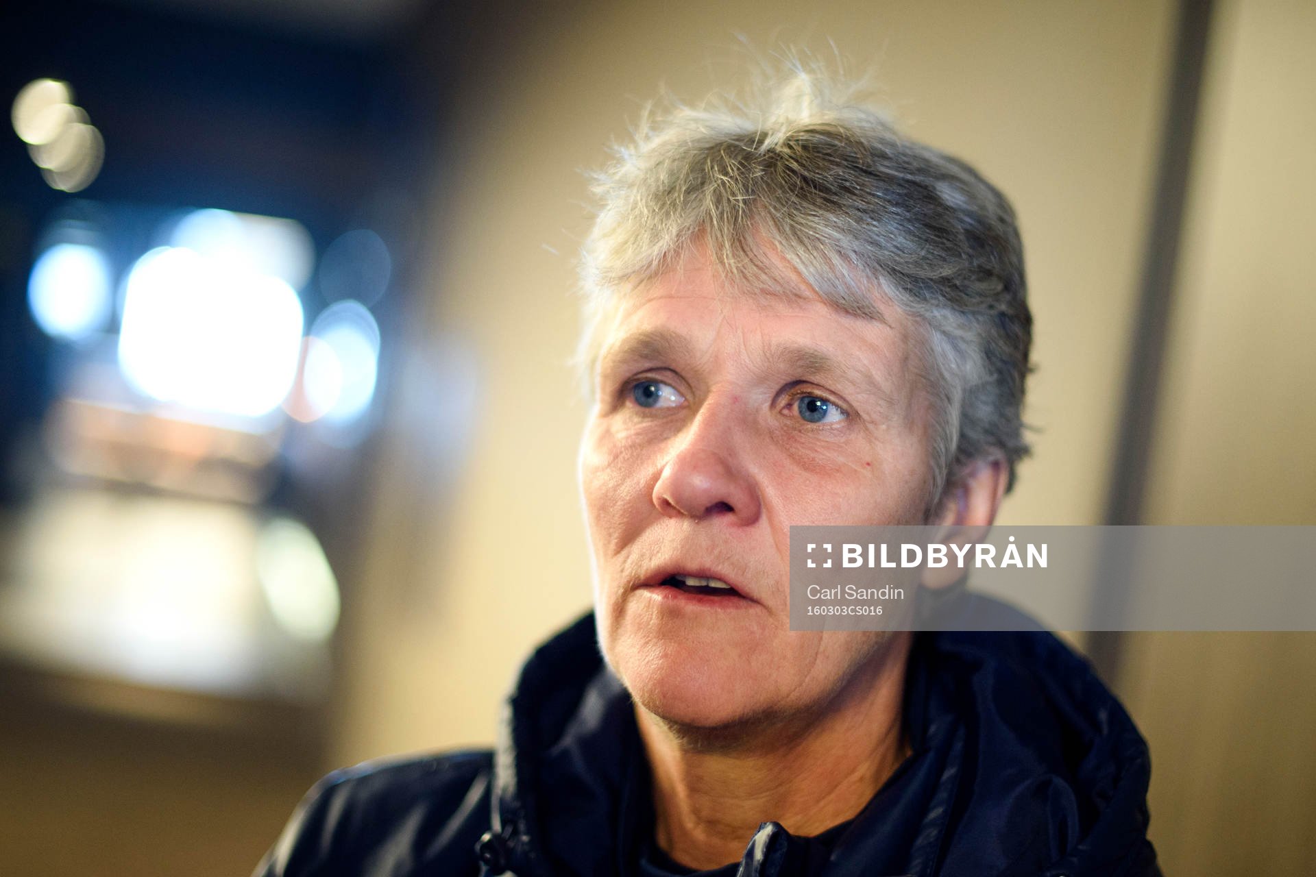 Sveriges förbundskapten Pia Sundhage blir intervjuad