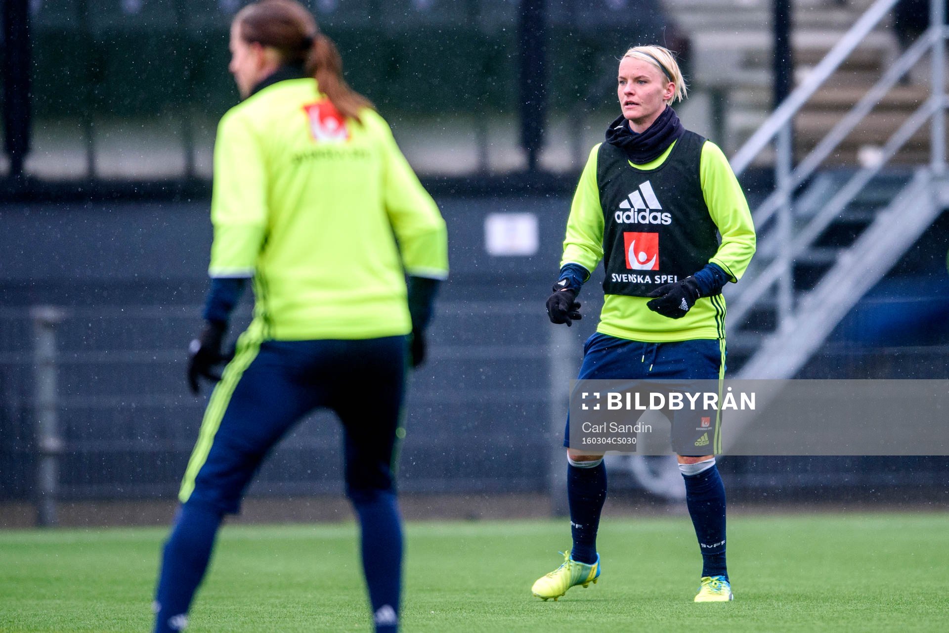 Sveriges Nilla Fischer under en träning med det svenska damlandslaget i fotboll den 4 mars 2016 i Rotterdam.
