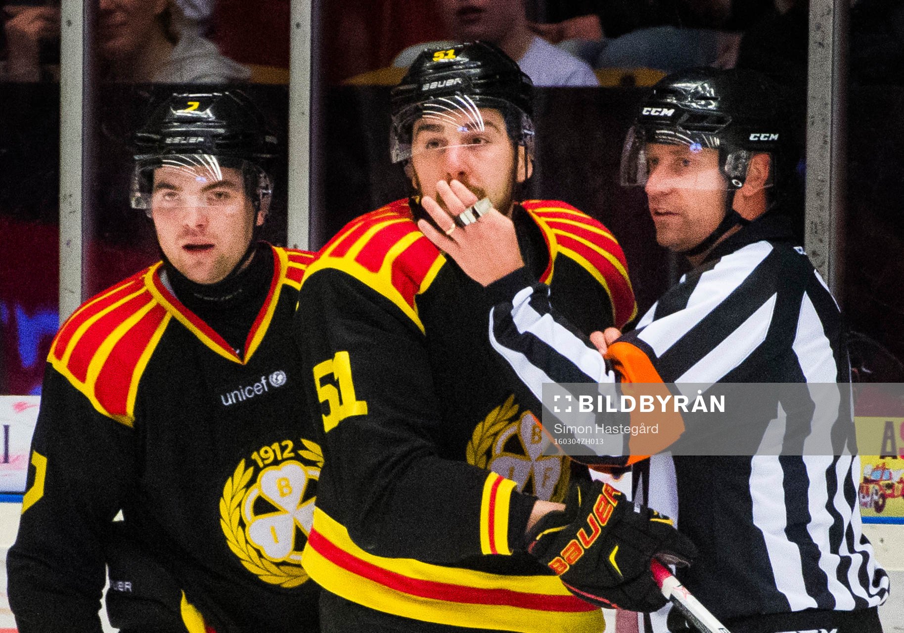 Brynäs Ponthus Westerholm , Marc Zanetti och Domare Sören