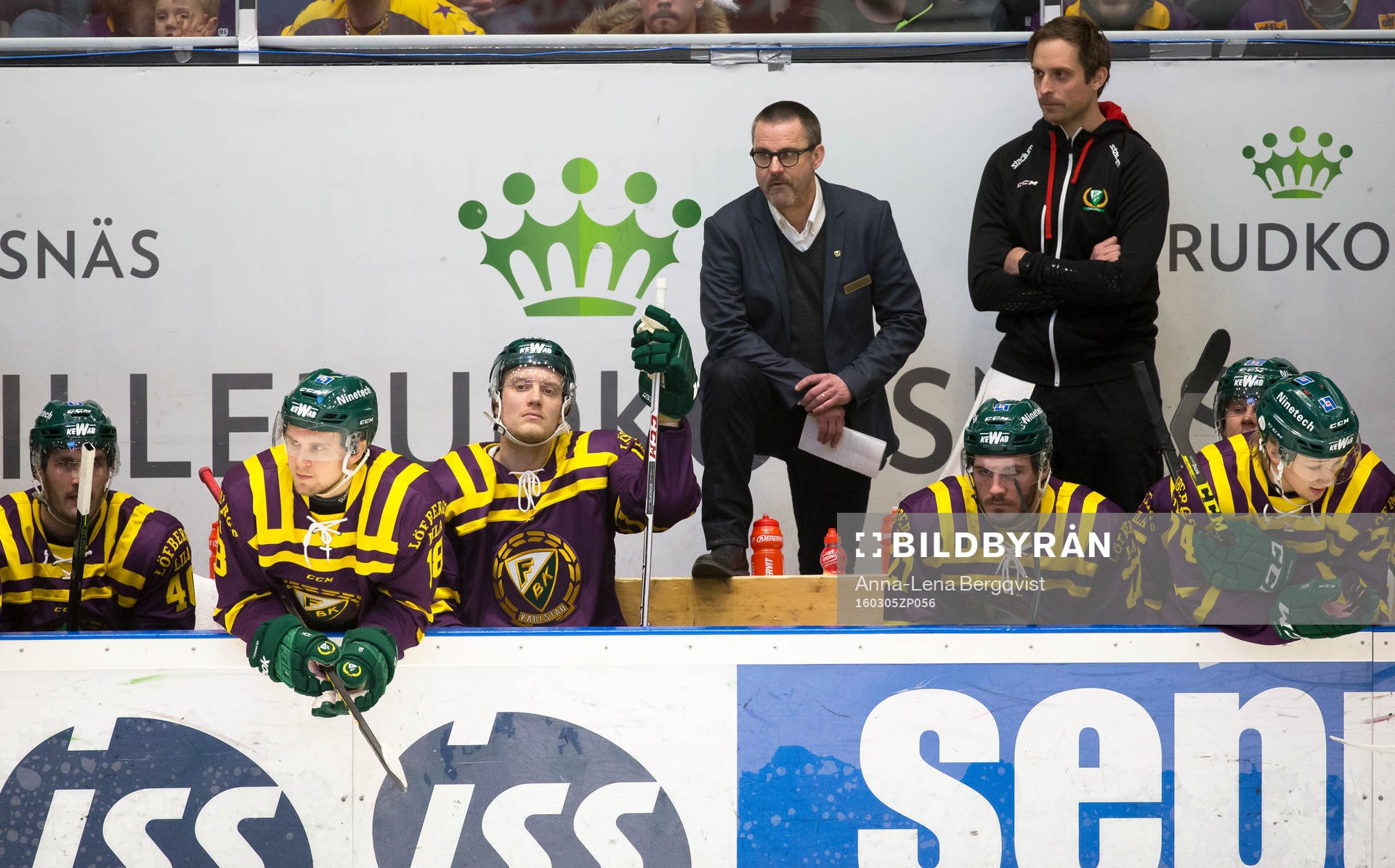 Färjestads tränare Tommy Samuelsson med Jesper Nordin,