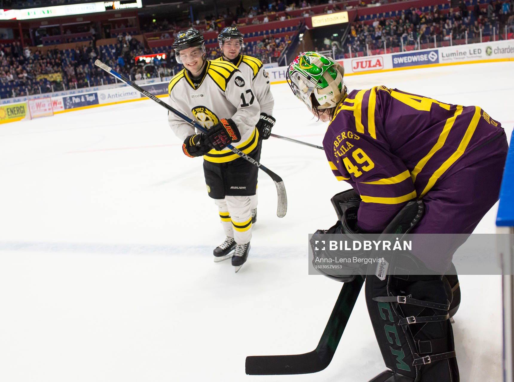 Brynäs Pathrik Westerholm  och Ponthus Westerholm skrattar
