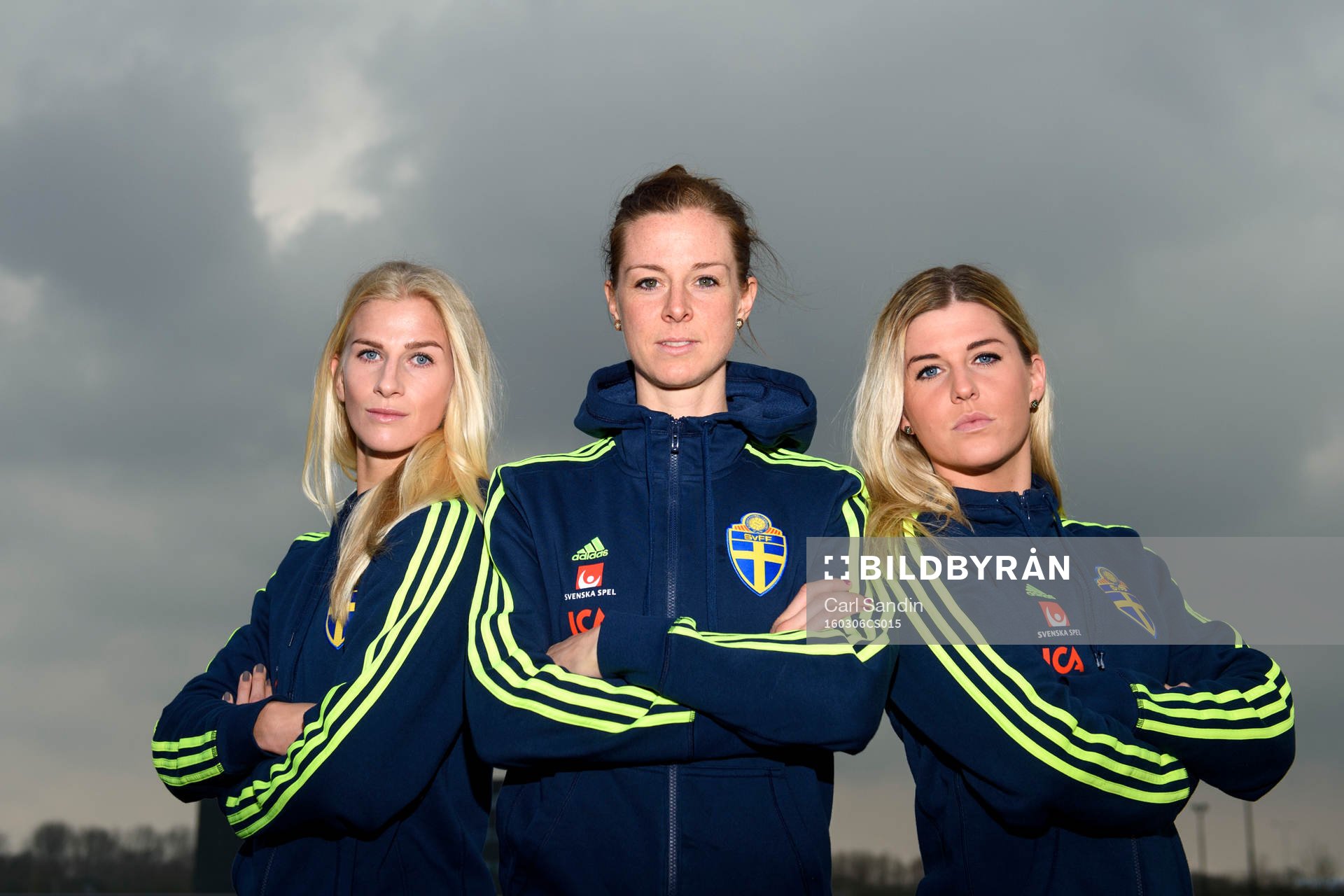 Sveriges Sofia Jakobsson, Lotta Schelin och Olivia Schough
