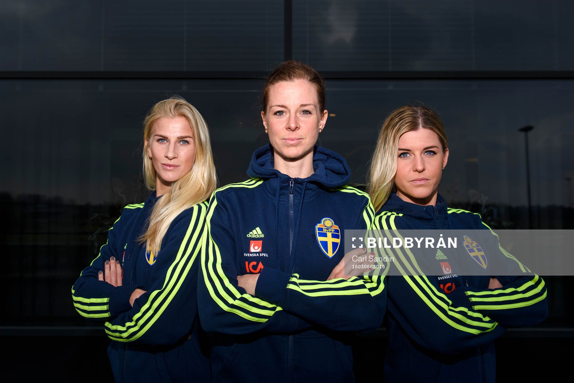 Sveriges Sofia Jakobsson, Lotta Schelin och Olivia Schough