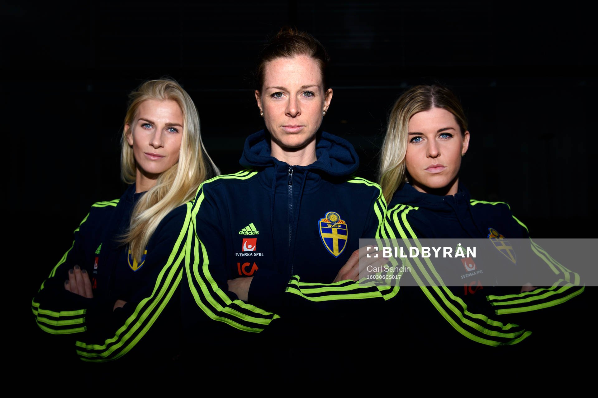 Sveriges Sofia Jakobsson, Lotta Schelin och Olivia Schough