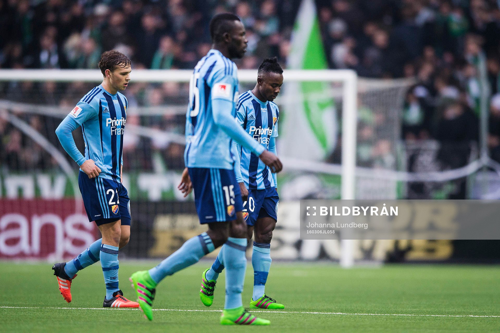 Djurgårdens Jesper Karlström, Omar Colley och Sam Johnson