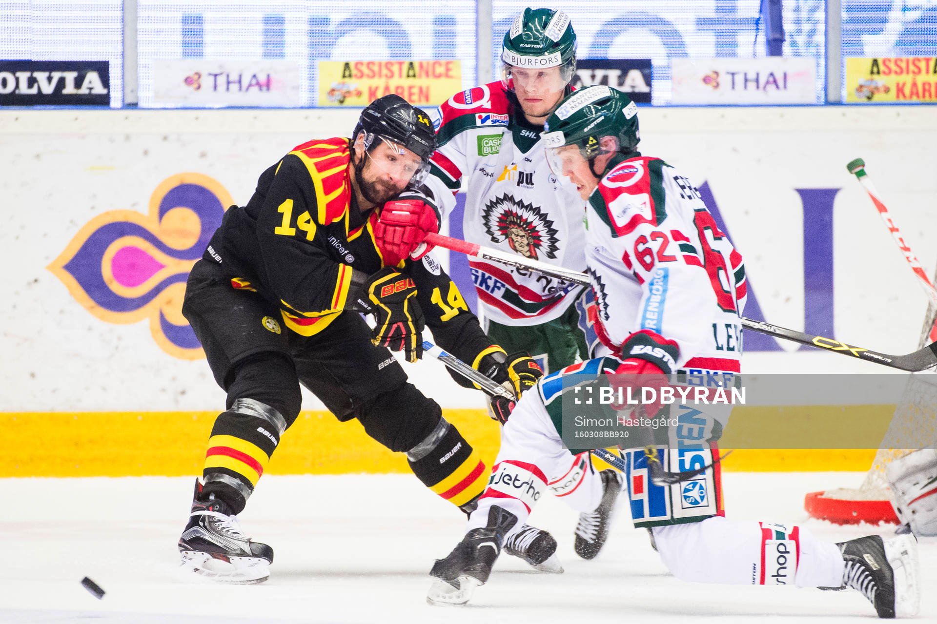 Brynäs Johan Alcén i en kamp mot Frölundas Artturi