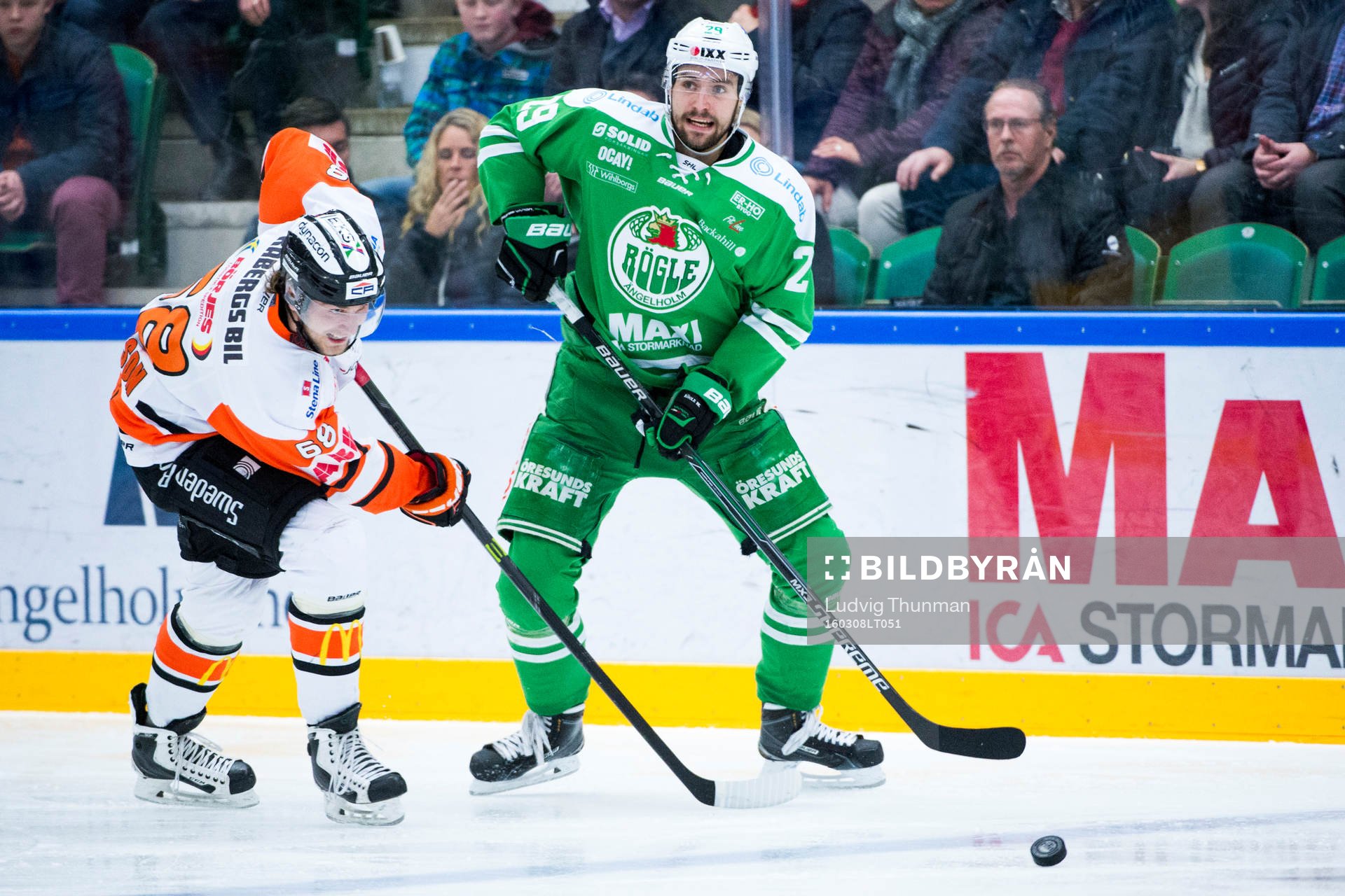 Karlskronas Daniel Gunnarsson och Rögles Ludvig Rensfeldt