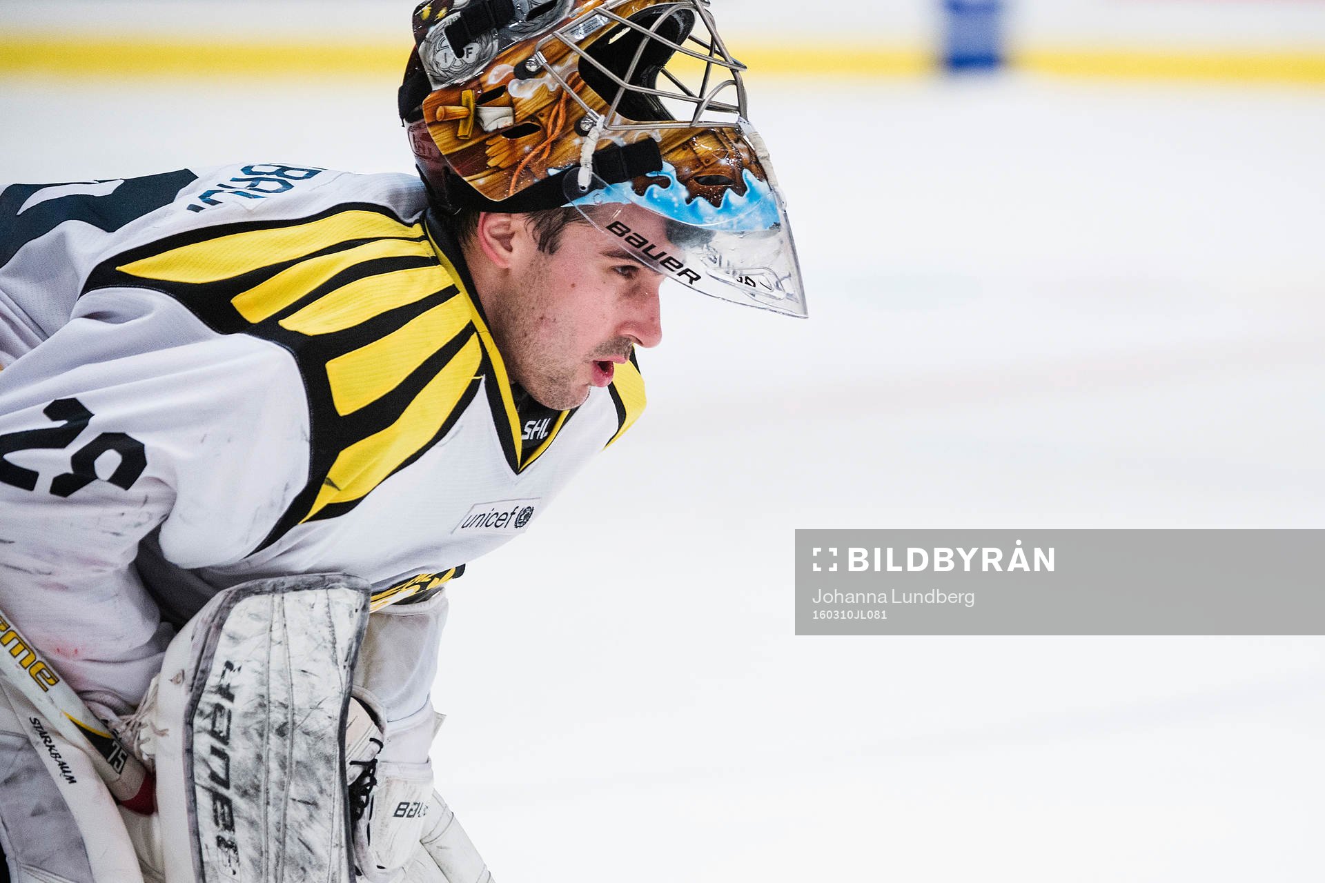 Brynäs målvakt Bernhard Starkbaum  i åttondelsfinal 1 i