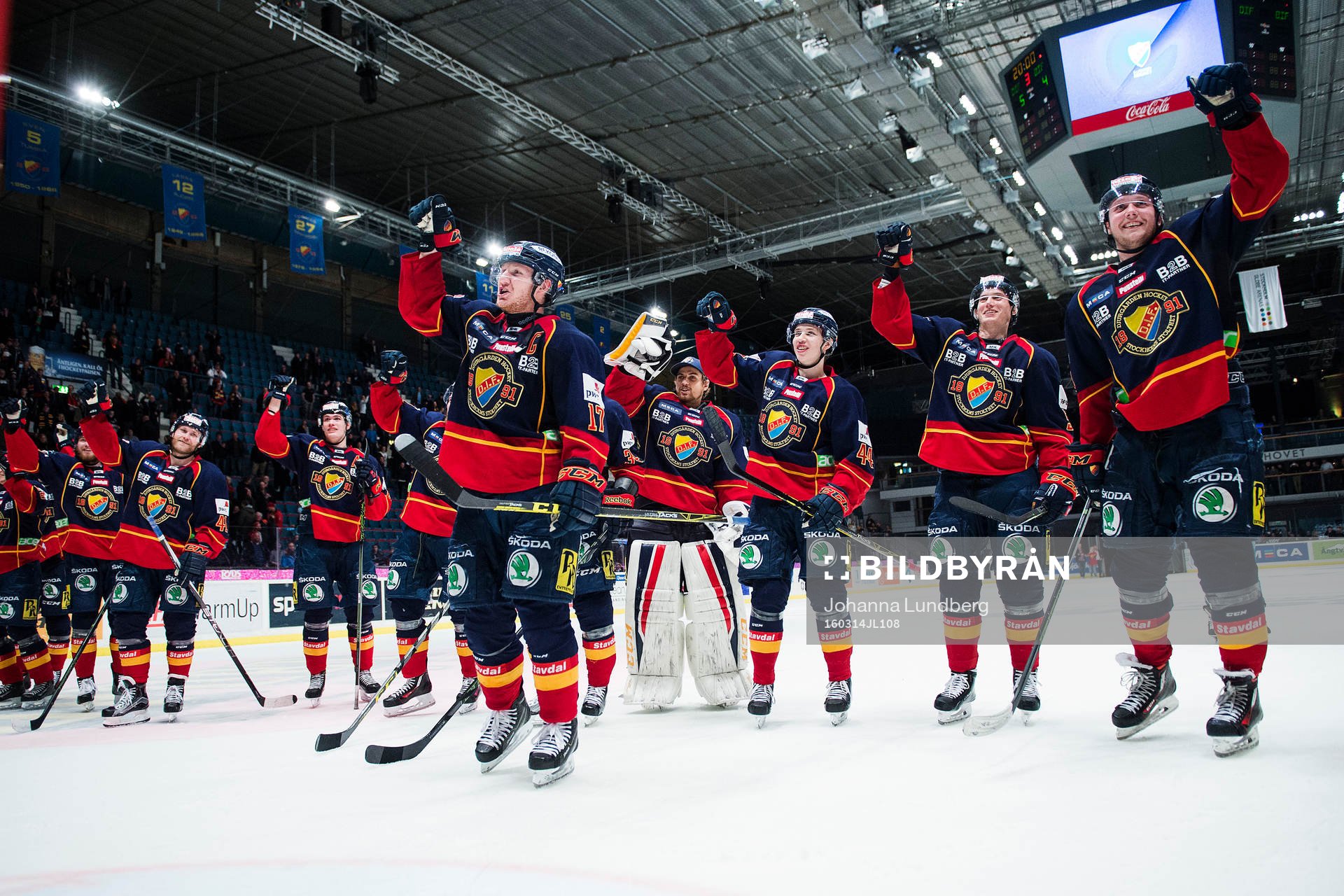 Djurgårdens spelare med Henrik Eriksson längst fram
