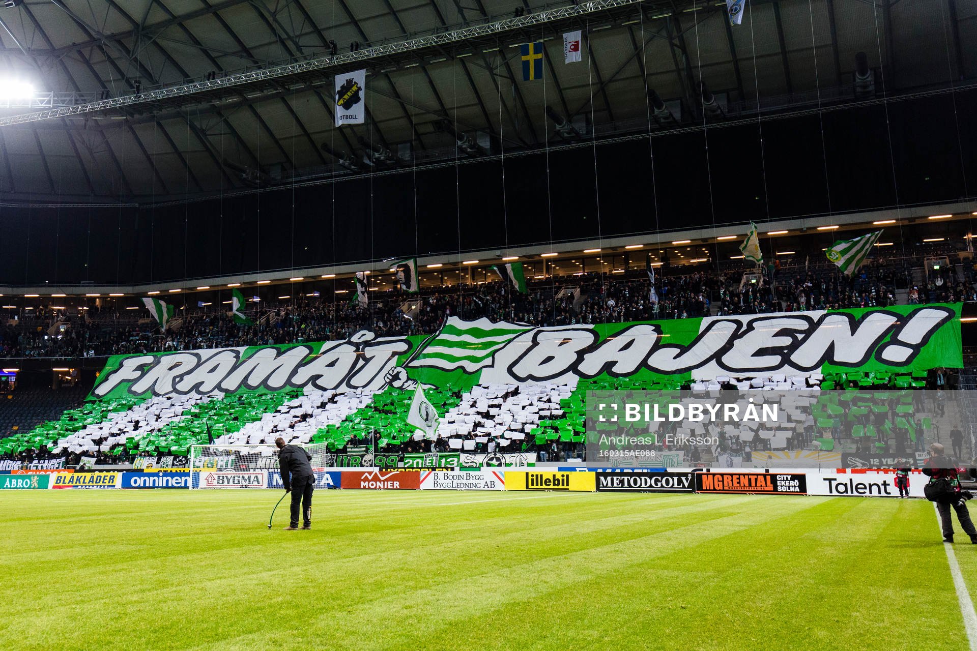 Hammarbys supportrar med ett TIFO innan kvartsfinalen i