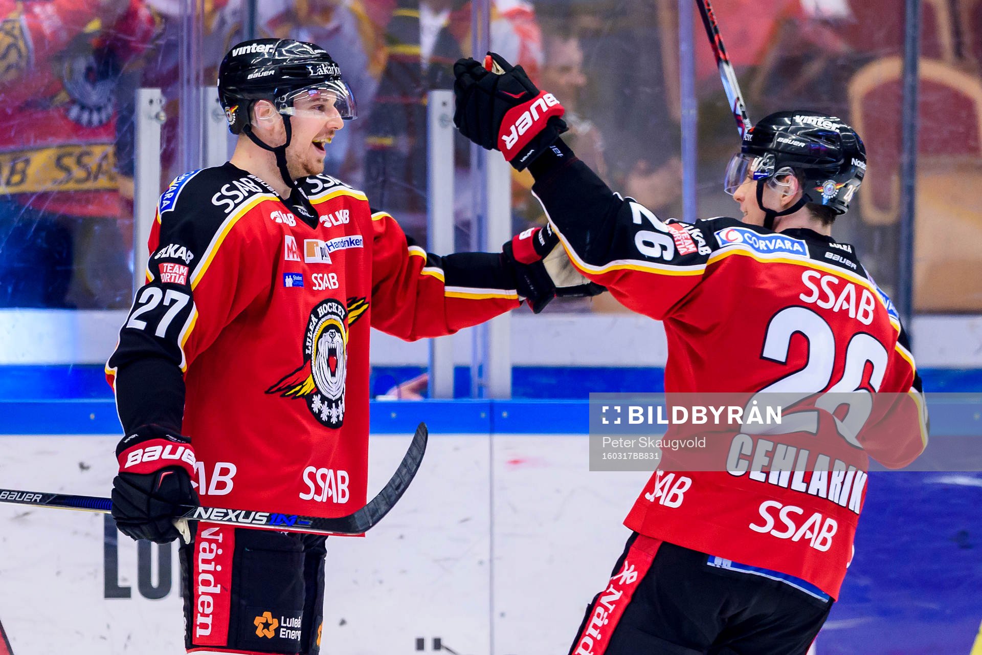 Luleås Brendan Mikkelson (v) jublar