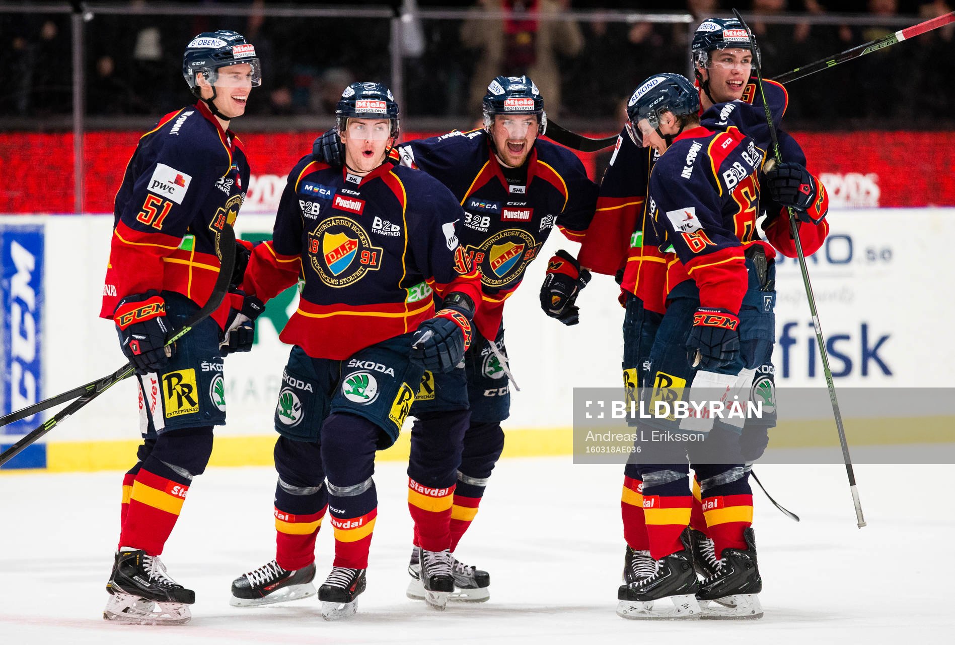 Djurgårdens Robin Alvarez, Philip Holm, Daniel Brodin,