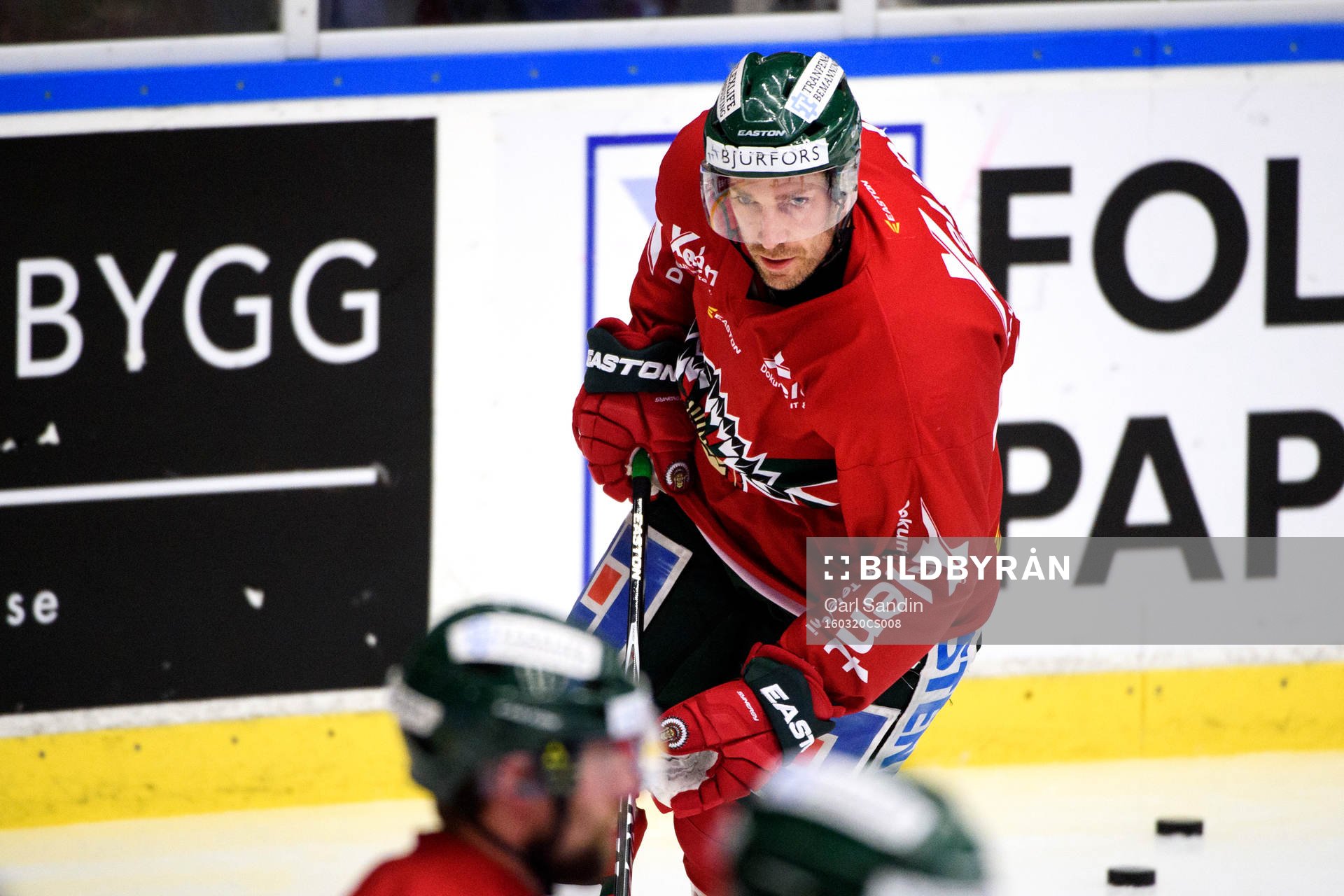 Frölundas Joel Lundqvist värmer upp innan kvartsfinal 3 i
