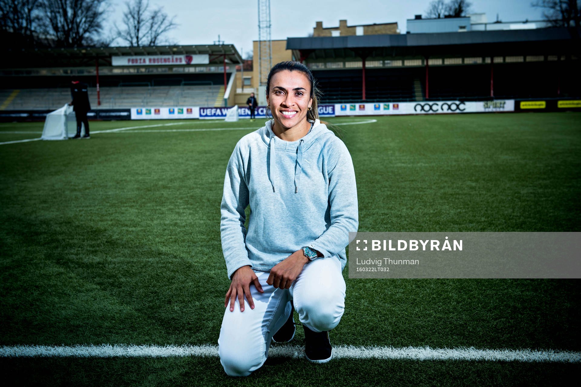 Rosengårds Marta Viera Da Silva poserar för ett porträtt efter en presskonferens med Rosengård inför kvartsfinalen i Champions League 22 mars 2016 i Malmö.