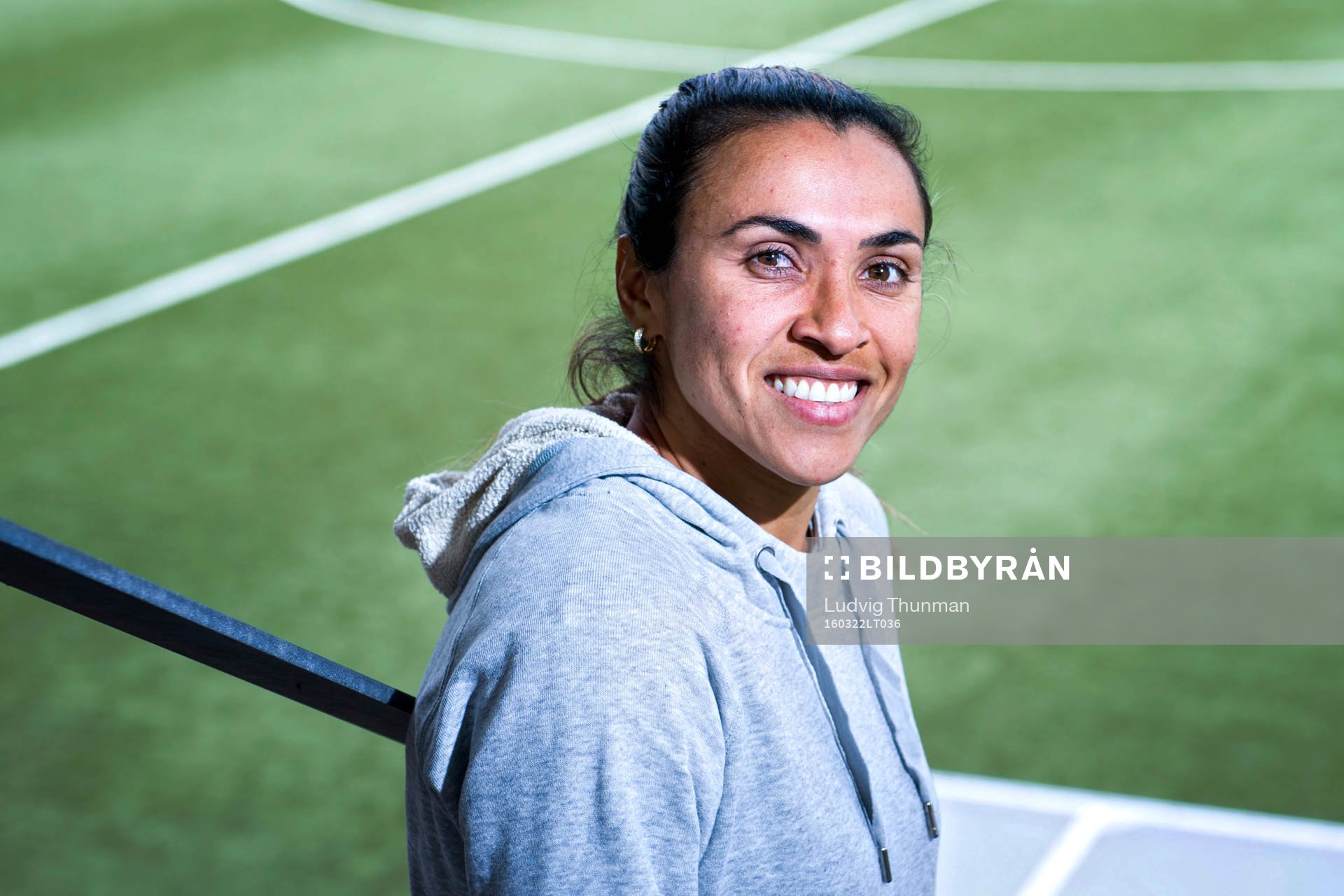 Rosengårds Marta Viera Da Silva poserar för ett porträtt efter en presskonferens med Rosengård inför kvartsfinalen i Champions League 22 mars 2016 i Malmö.