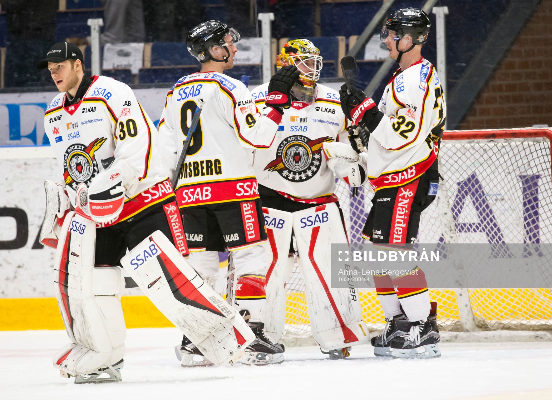 Luleås målvakt Filip Gustavsson, Johan Forsberg. målvakt
