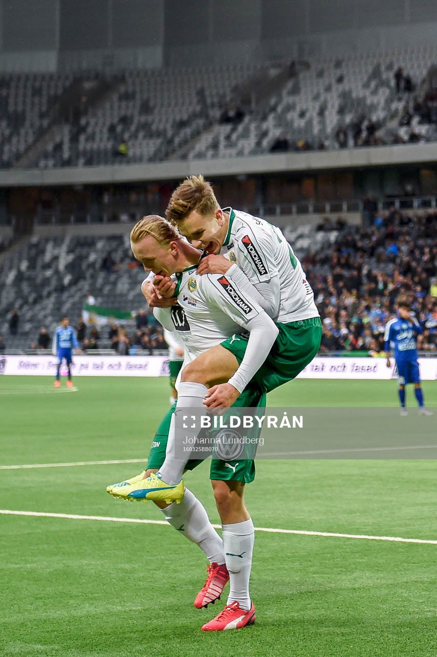 Hammarbys Isac Lidberg och Dusan Jajic jublar
