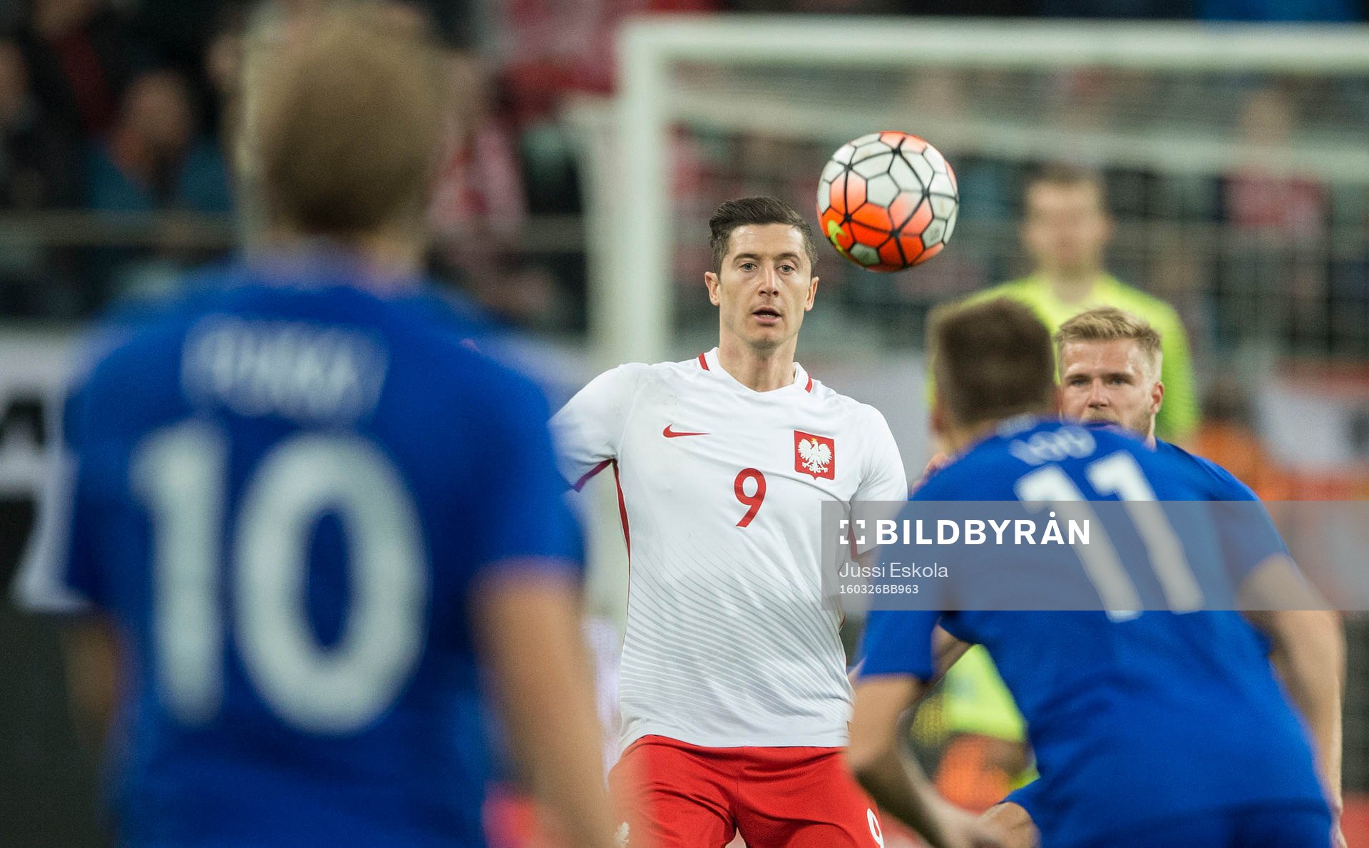 Polens Robert Lewandowski under fotbollslandskampen mellan Polen och Finland den 26 mars 2016 i Wroclaw.