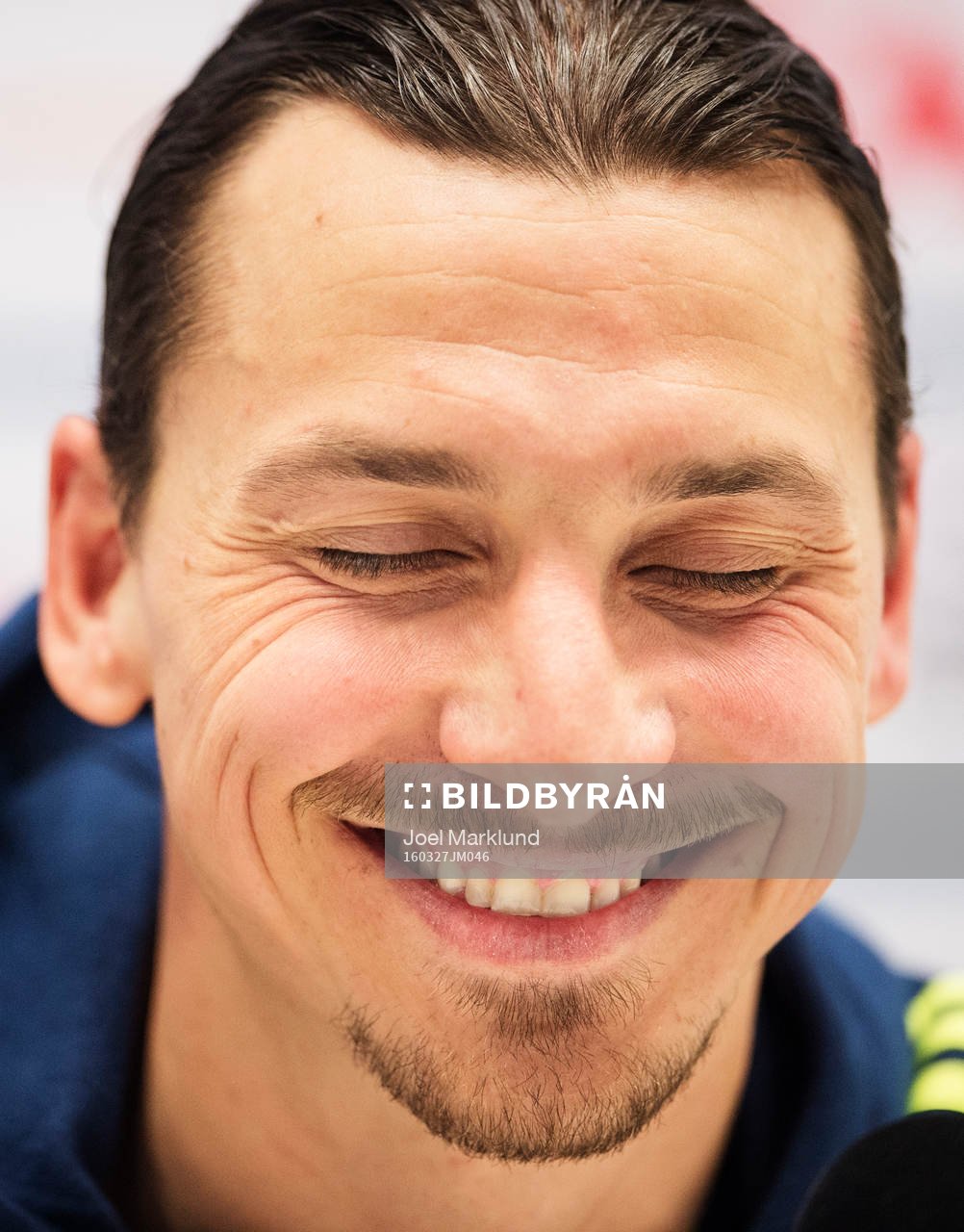 Zlatan Ibrahimovic under en presskonferens efter Sveriges fotbollslandslags träning den 27 mars 2016 i Stockholm.