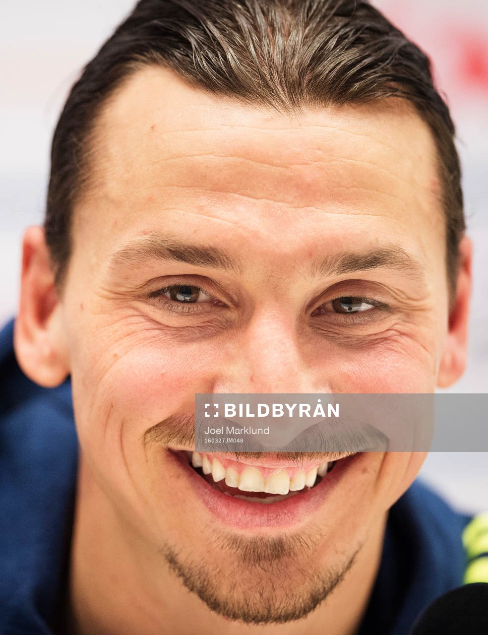 Zlatan Ibrahimovic under en presskonferens efter Sveriges fotbollslandslags träning den 27 mars 2016 i Stockholm.