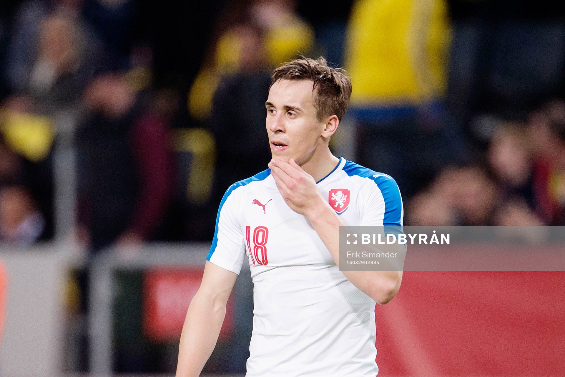 Tjeckiens Josef Sural efter fotbollsmatchen mellan Sverige och Tjeckien den 29 mars i Stockholm.