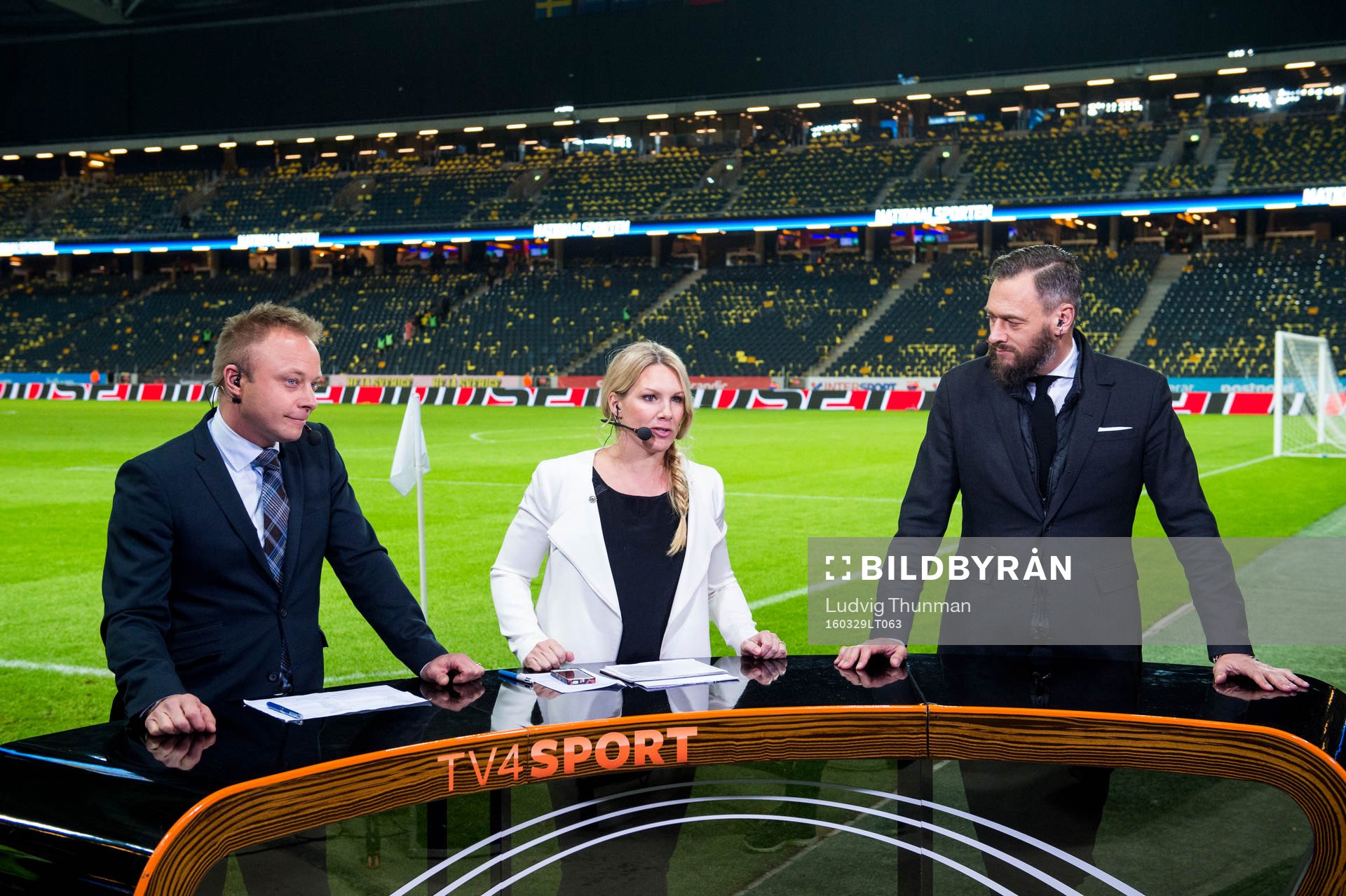 TV4 sports studion med experterna Anders Andersson, Anna