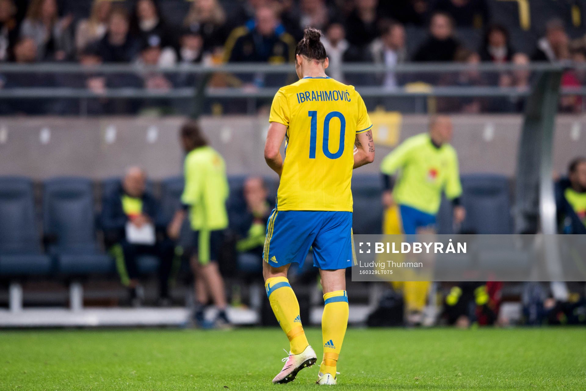 Sveriges Zlatan Ibrahimovic lämnar planen